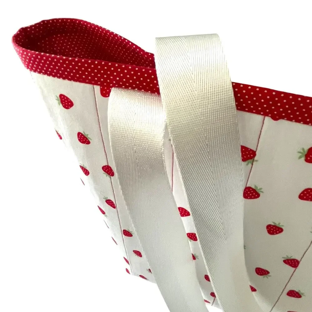 Berries & Polka Dots Handmade Womens Tote Handbag Large Cottagecore Farmhouse